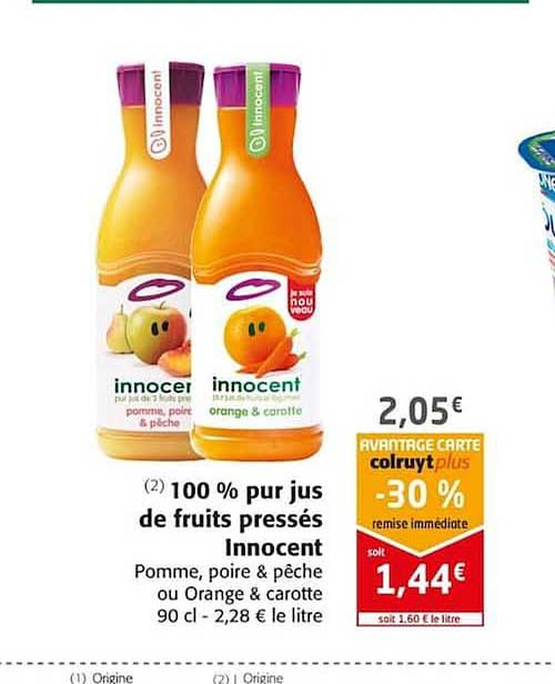 100% pur jus de fruits pressés innocent