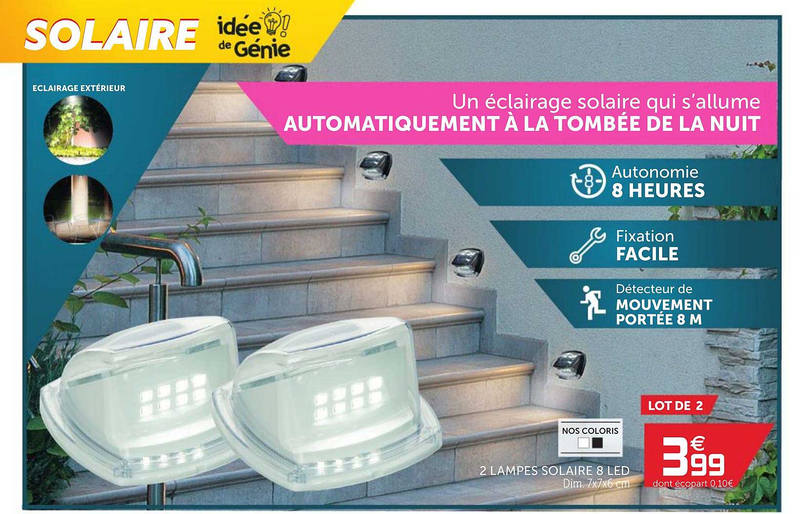 2 lampes solaire 8 led