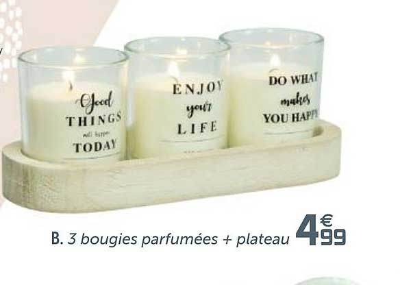 3 Bougies Parfumées + Plateau