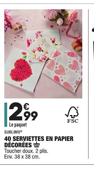40 serviettes en papier décorées sublimo