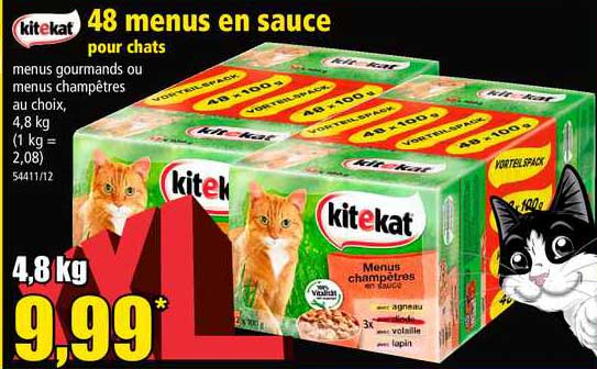 48 menus en sauce pour chats kitekat