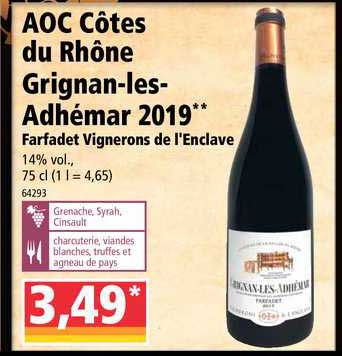 aoc côtes du rhône grignan-les-adhémar 2019