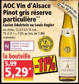 aoc  vin d'alsace pinot gris réserve particulière