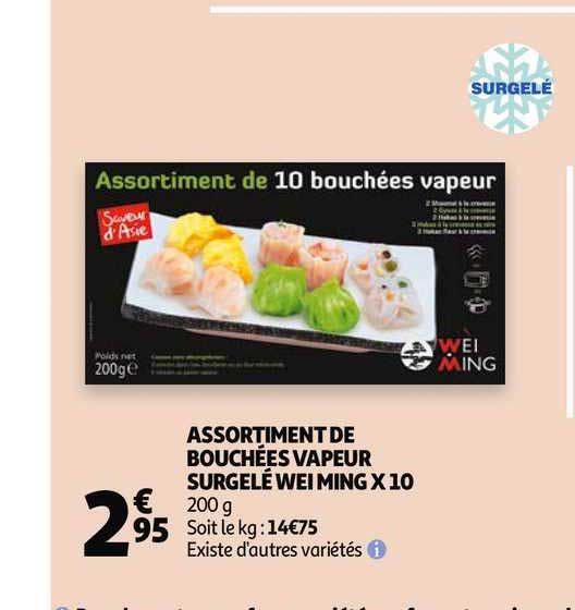assortiment de bouchées vapeur surgelé wei ming x10