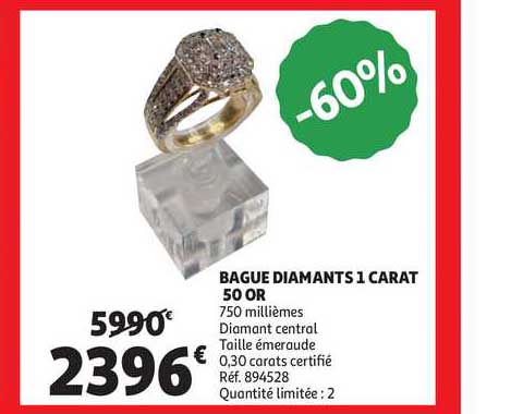 bague diamands 1 carat 50 or