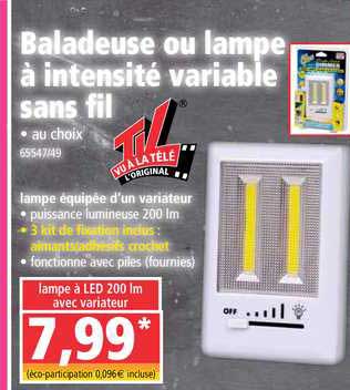 baladeuse ou lampe à intensité variable sans fil