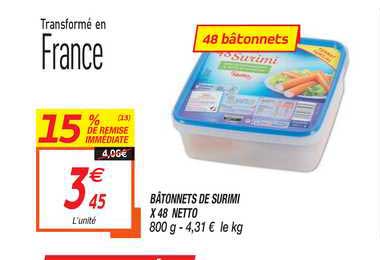bâtonnets de surimi x48 netto
