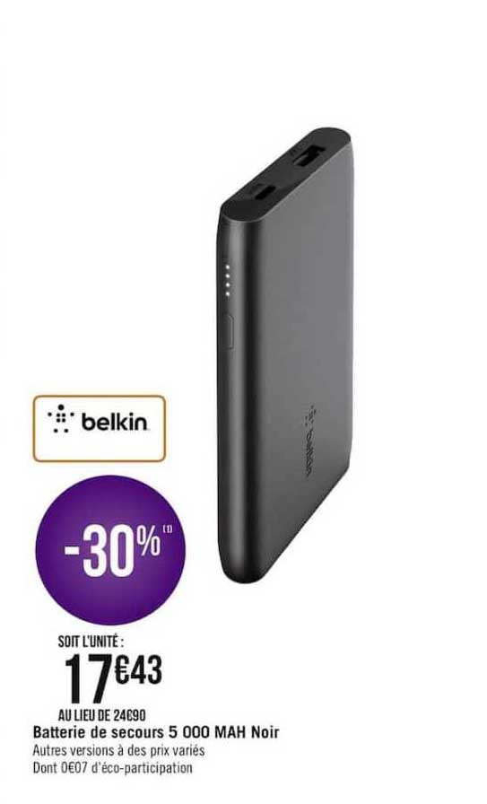 Batterie De Secours 5 000 Mah Noir Belkin