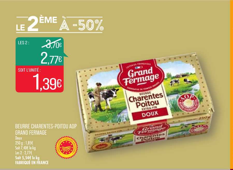 beurre charentes-poitou aop grand fermage