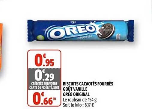 Biscuits Cacaotés Fourrés Goût Vanille Oréo Original