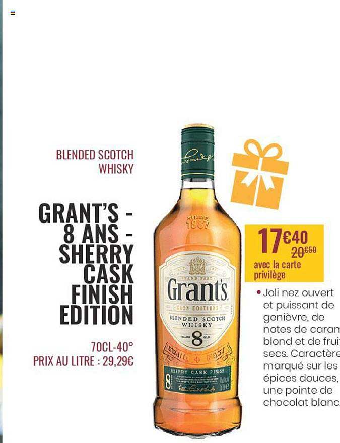 blended scotch whisky grant's - 8 ans - sherry cask finish edition