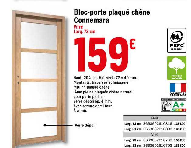 Bloc-porte Plaqué Chêne Connemara