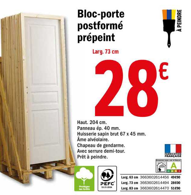 bloc-porte postformé prépeint