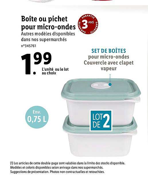 boîte ou pichet pour micro-ondes