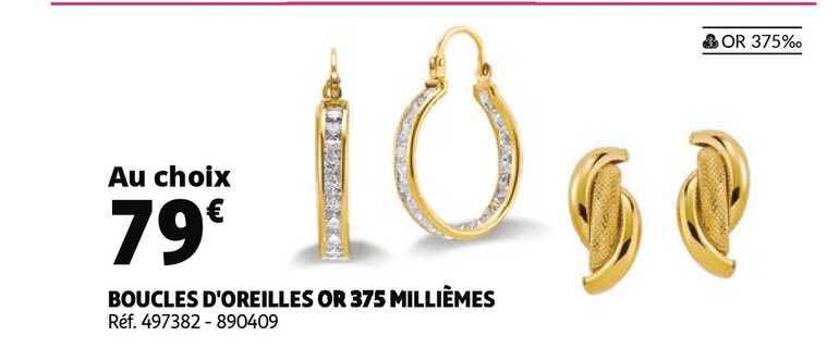 boucles d'oreilles or 375 millièmes