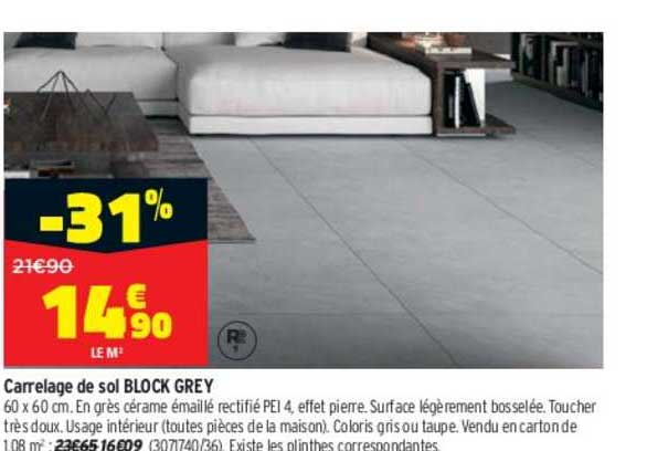 carrelage de sol block grey