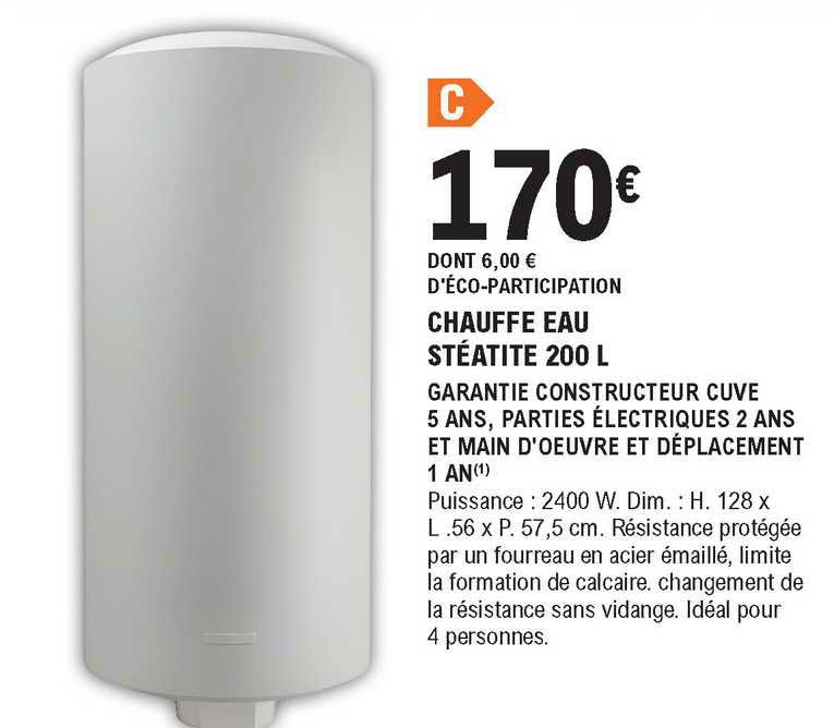 chauffe eau stéatite 200 l