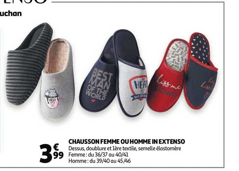 chausson femme ou homme in extenso