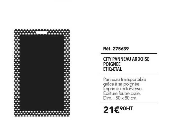city panneau ardoise poignée etiq etal