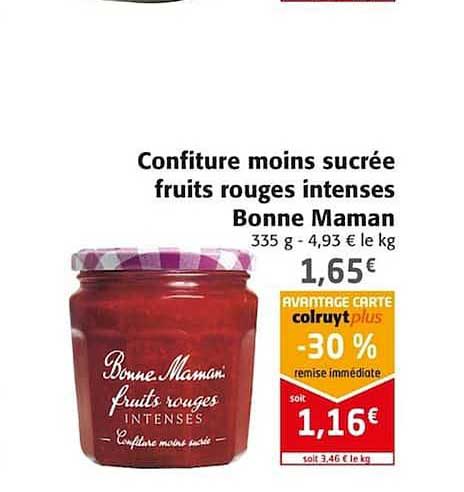 confiture moins sucrée fruits rouges intenses bonne maman
