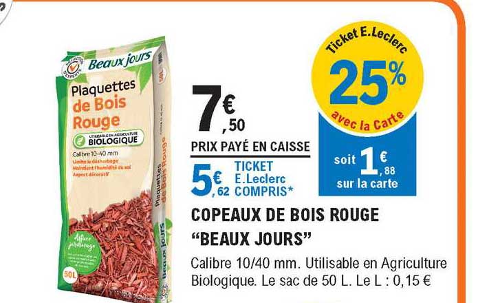 copeaux de bois rouge "beaux jours"
