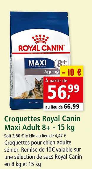 croquettes royal canin maxi adult 8+ - 15 kg