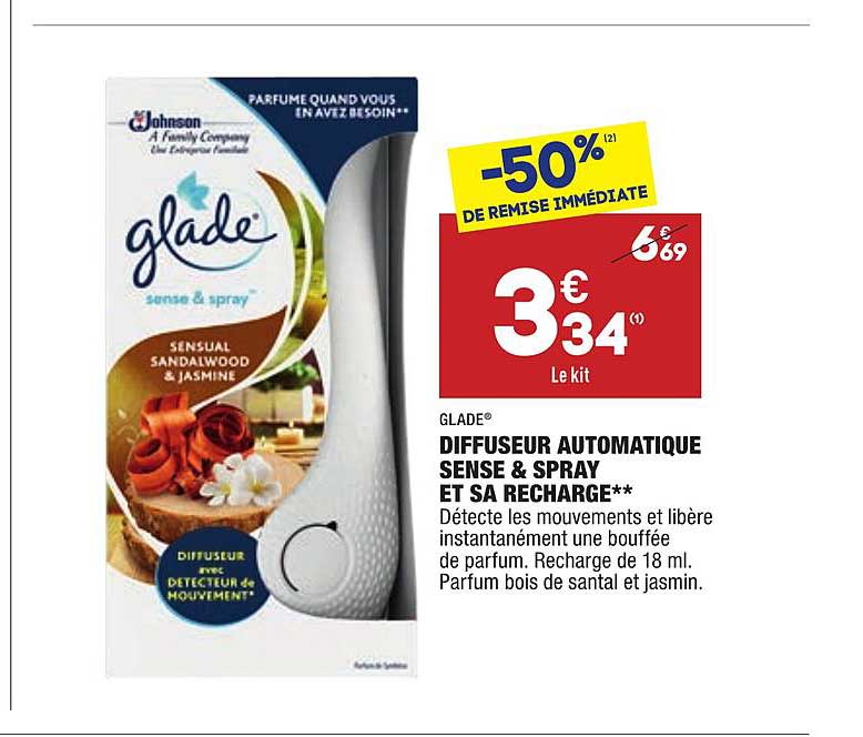 diffuseur automatique sense & spray et sa recharge glade