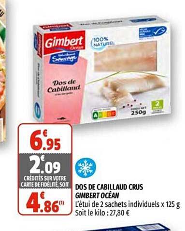dos de cabillaud crus gimbert océan