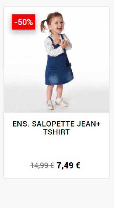 ens. salopette jean + tshirt