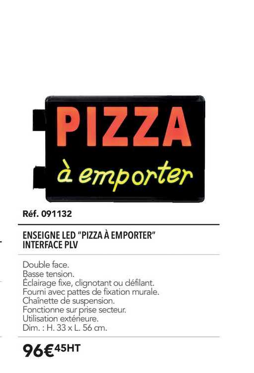 enseigne led pizza à emporter interface plv