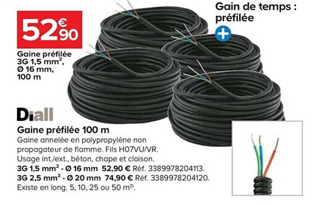 Gaine Préfilée 100 M Diall