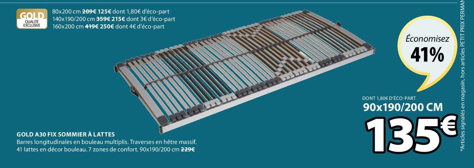 Gold A30 Fix Sommier à Lattes