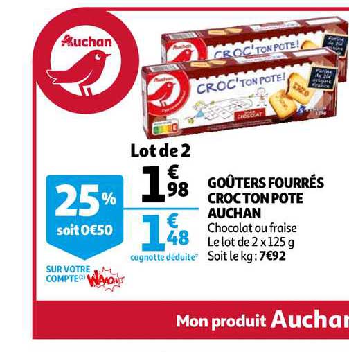 goûters fourrés croc ton pote auchan