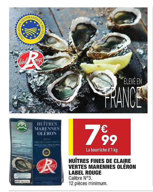 huîtres fines de claire vertes marennes oléron label rouge