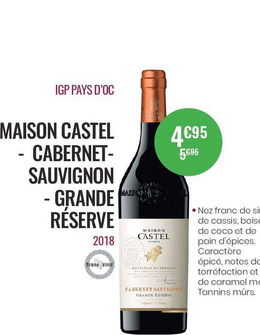 igp pays d'oc maison castel - cabernet-sauvignon - grande réserve