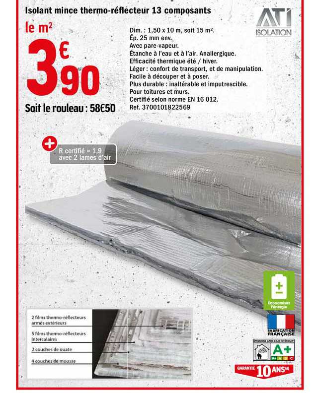 Isolant Mince Thermo-réflecteur 13 Composants