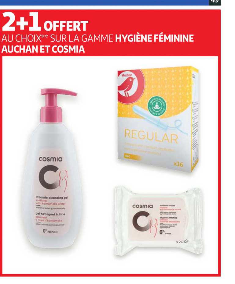 la gamme hygiène féminine auchan et cosmia
