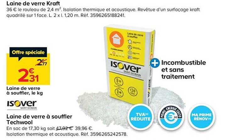 laine de verre à souffler techwool isover