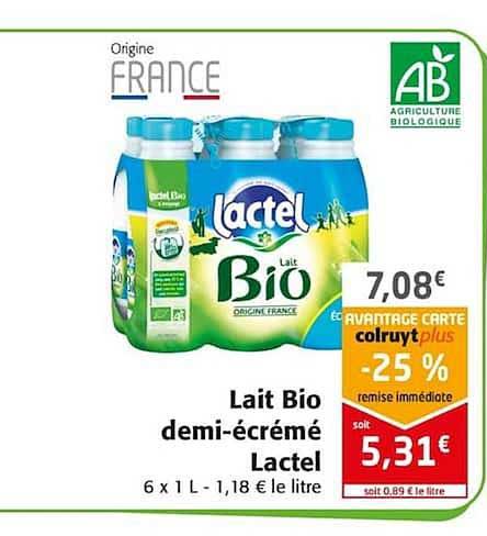 Lait Bio Demi-écrémé Lactel