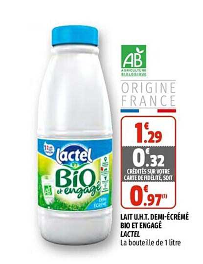 lait u.h.t. demi-écrémé bio et engagé lactel