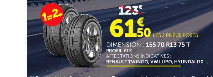 les 2 pneus posés renault twingo, vw lupo, hyundai l10