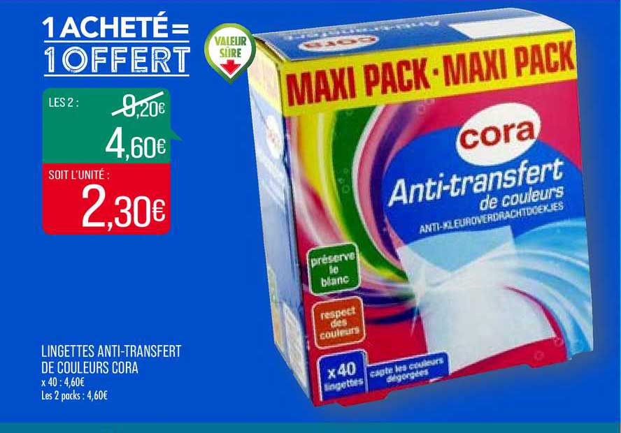 Lingettes Anti-transfert De Couleurs Cora