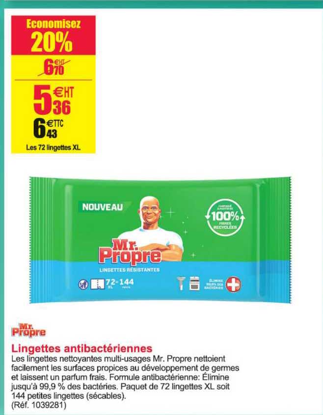lingettes antibactériennes mr propre