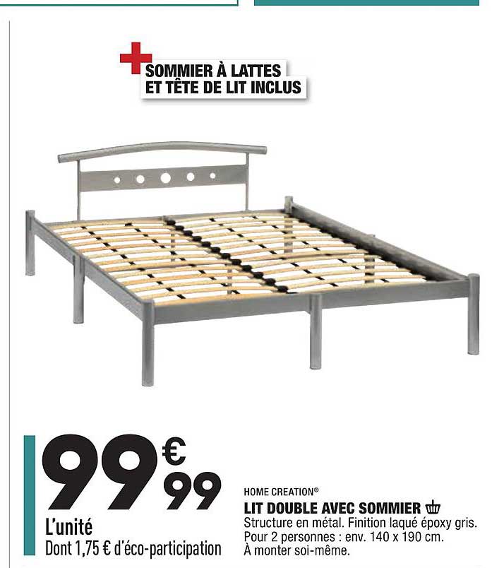 Lit Double Avec Sommier Home Creation