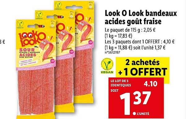 look o look bandeaux acides goût fraise