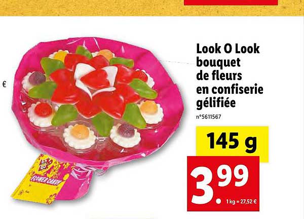 look o look bouquet de fleurs en confiserie gélifiée