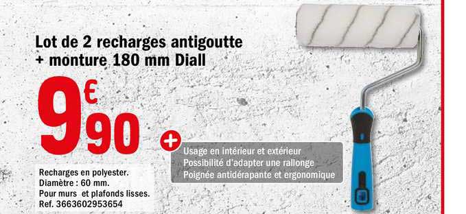 lot de 2 recharges antigoutte + monture 180 mm diall