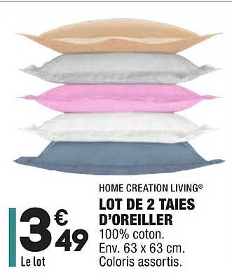 lot de 2 taies d'oreiller home creation living