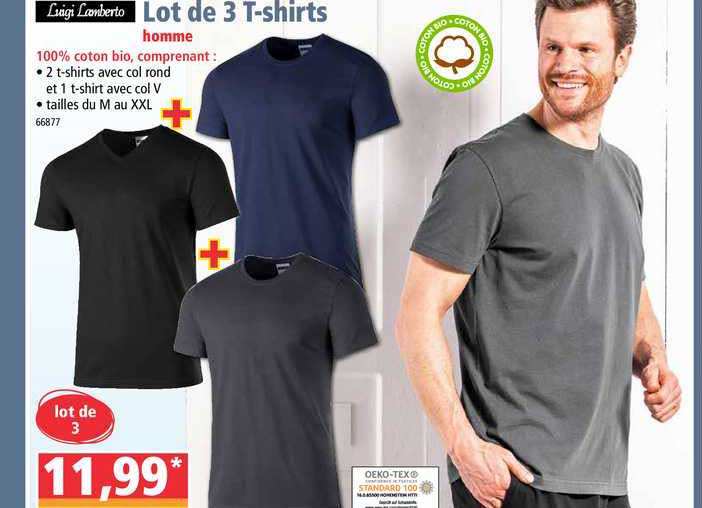 lot de 3 t-shirts homme