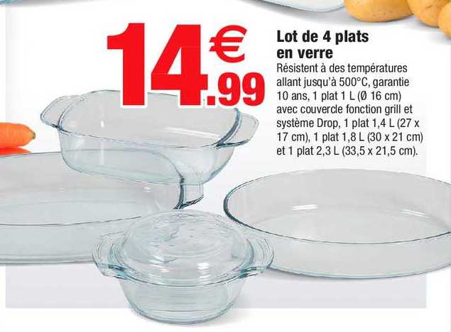 Lot De 4 Plats En Verre